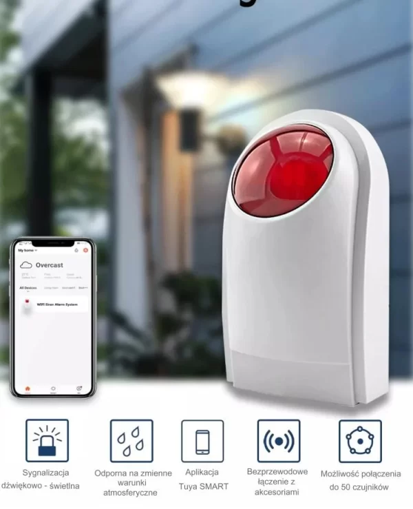 TUYA SMART Zestaw Alarmowy WI-FI - TUYA-SR5, Syrena Tuya Smart - obrazek 4