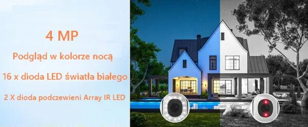 Kamera Tuya Smart C1, 4 Mpx, 6x zoom -zewnętrzna/wewnętrzna obrotowa Wi-Fi - obrazek 15