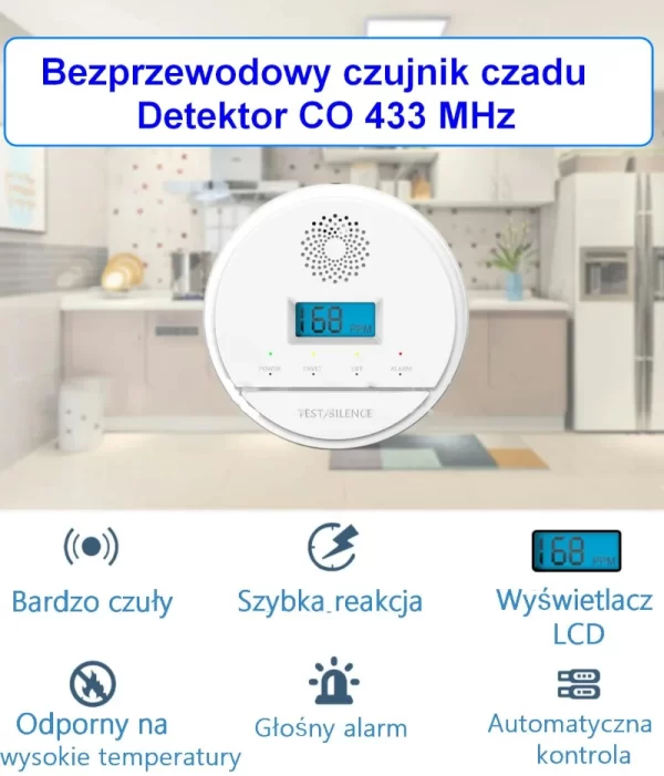Czujnik CZADU 433 mHz - Bezprzewodowy detektor CO20R 433MHz - obrazek 4