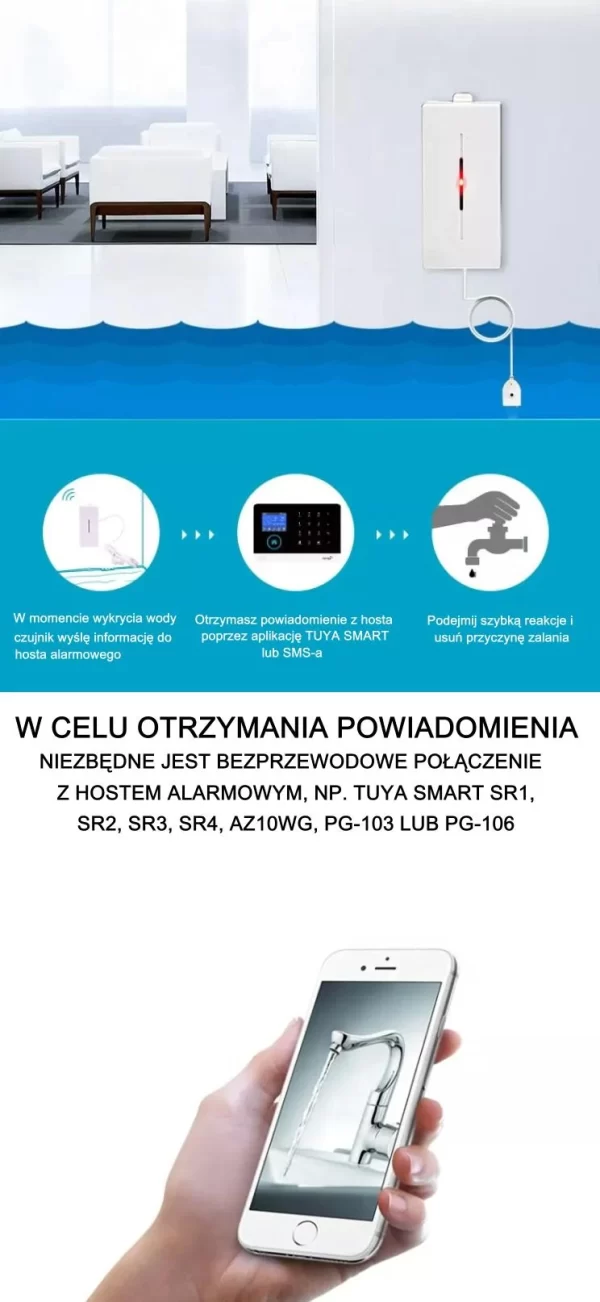 Czujnik zalania 433 MHz, detektor wody - obrazek 4