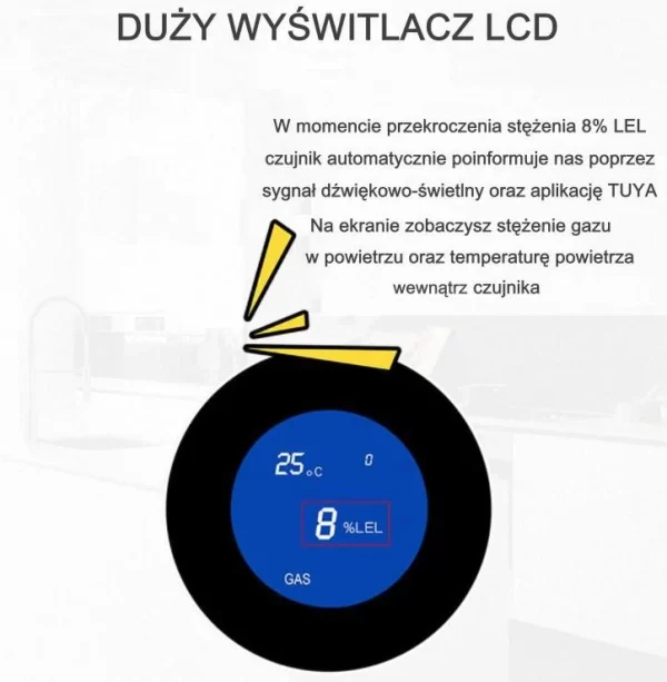Czujnik, Detektor Gazu Naturalnego i LPG Tuya Smart Wi-Fi - obrazek 5