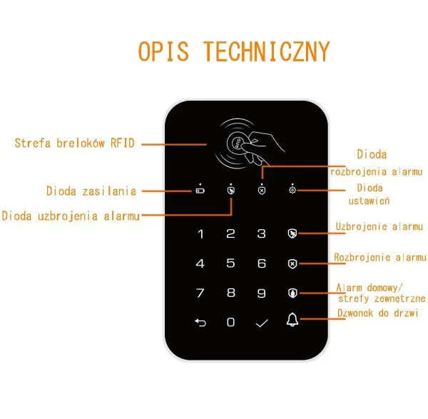 Manipulator, Klawiatura do alarmu z RFID - obrazek 6