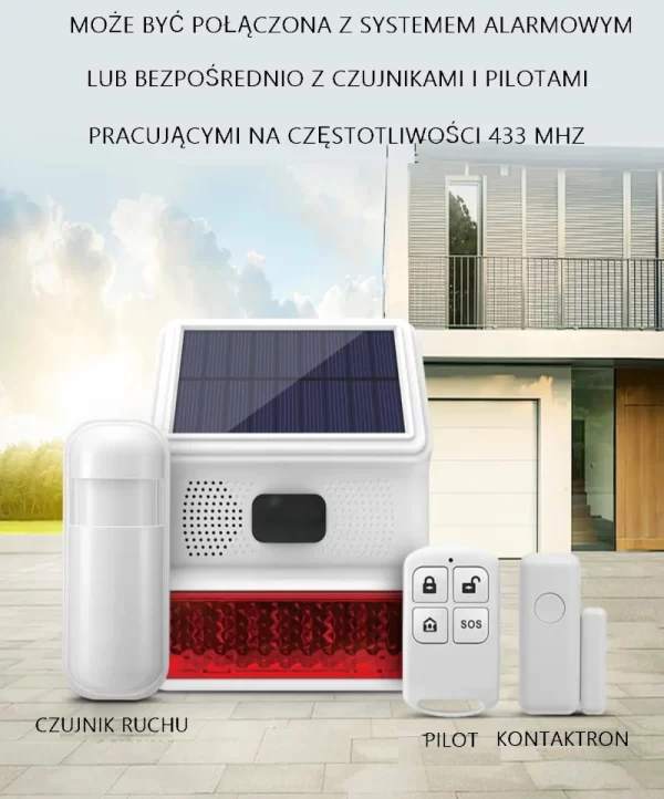 Solarna Bezprzewodowa Syrena Zewnętrzna 433MHz WSR200 - obrazek 6