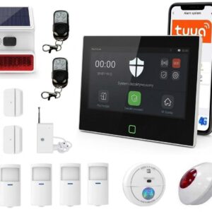 Zestaw alarmowy Alarmzone P70 4G + czujnik dymu, wody, syrena wewnętrzna, syrena solarna