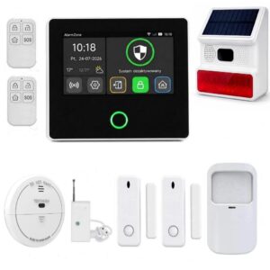 Alarm Tuya H502 z centralą AlarmZone P50 4G + czujnik dymu, wody i syrena zewnętrzna