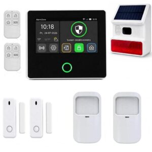 Alarm Tuya H502 GSM WiFi, syrena zewnętrzna, 4 czujniki