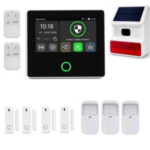 AlarmZone H502 4K3PS, Alarm bezprzewodowy WiFi + GSM 4G z aplikacją TUYA - zestaw alarmowy z wbudowaną syreną + zewnętrzna syrena bezprzewodowa
